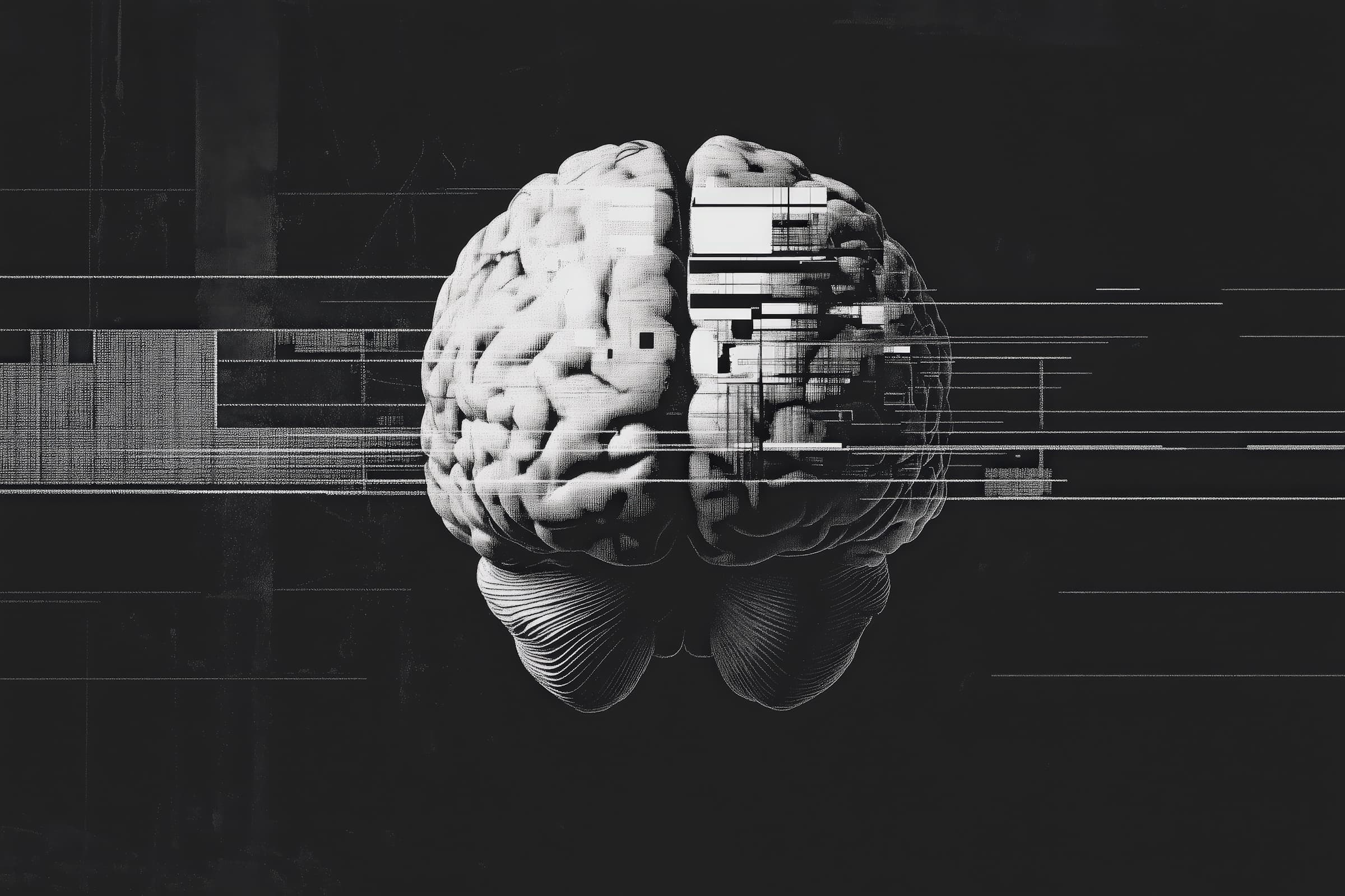 Glitched brain artwork — several models, one visible debate.