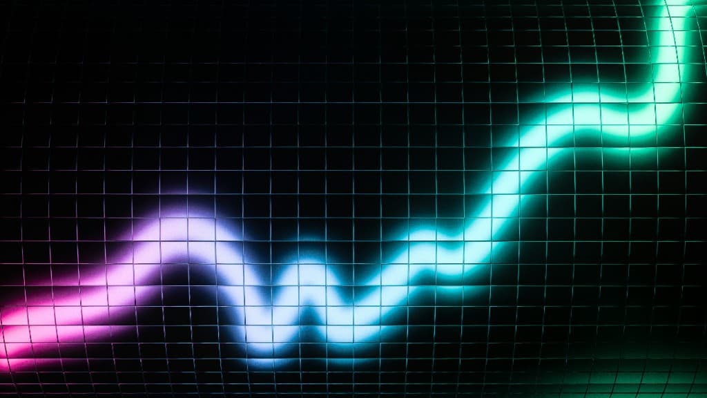 Neon chart of open research — findings shared with the field