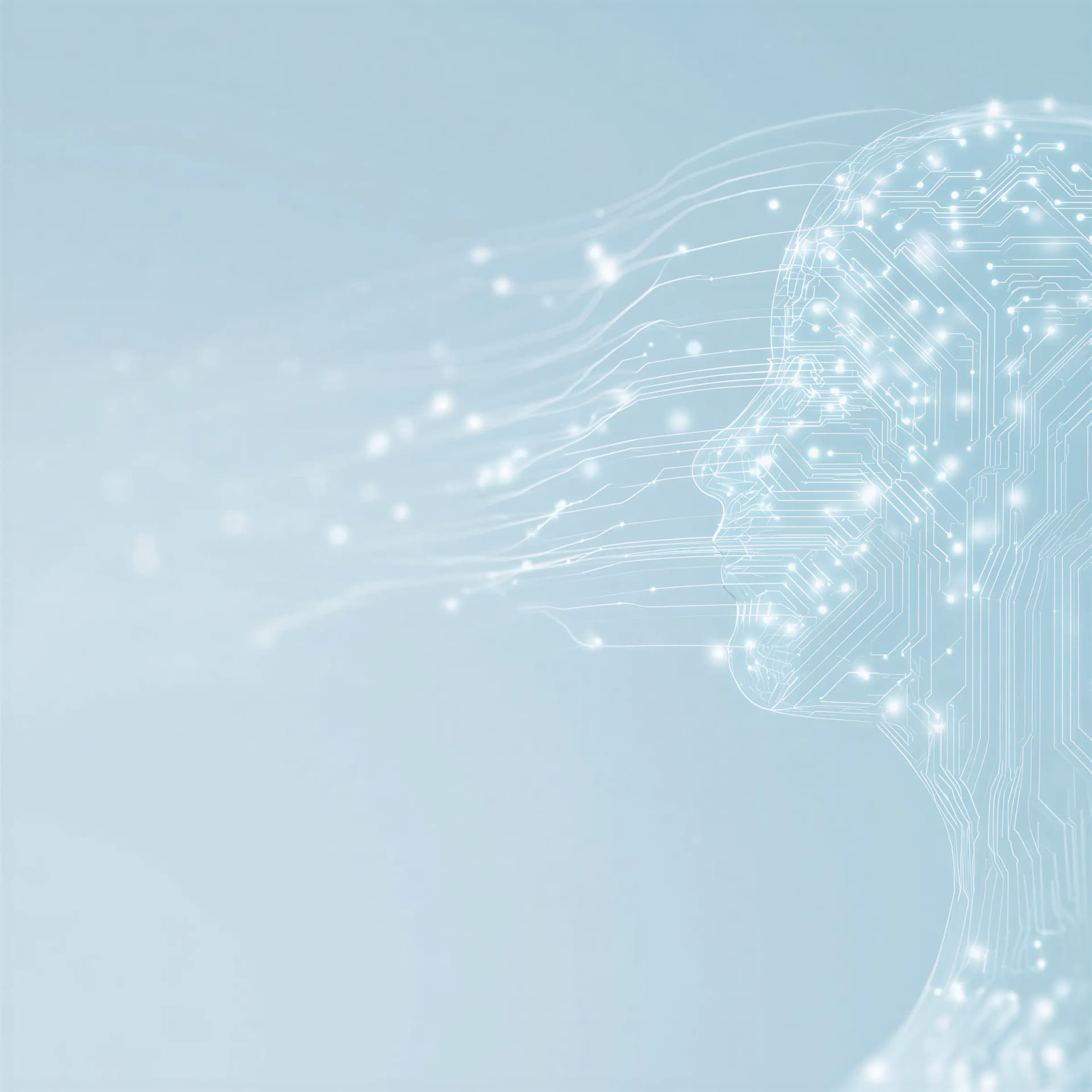 Human profile formed from circuit paths — technology augmenting intellect